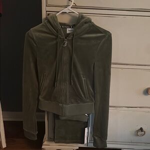 Juicy Couture Green Velour Zip-Up Jacket